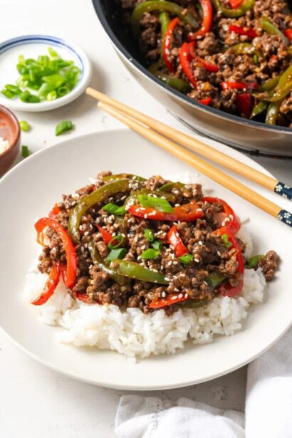 Asian-Inspired Ground Beef & Pepper Rice Bowls - Wellness by Kay