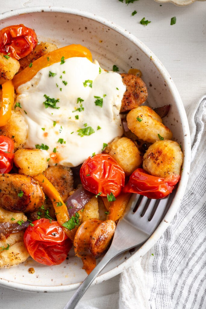 Baked Sheet Pan Gnocchi With Chicken Sausage - Wellness by Kay