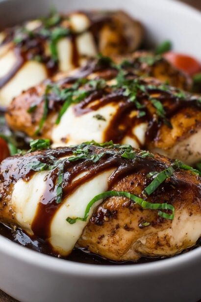 Balsamic Baked Chicken with Mozzarella - Snack On Meat