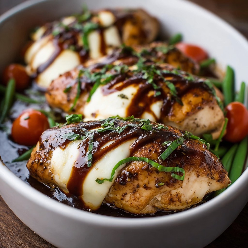 Balsamic Baked Chicken with Mozzarella - Snack On Meat