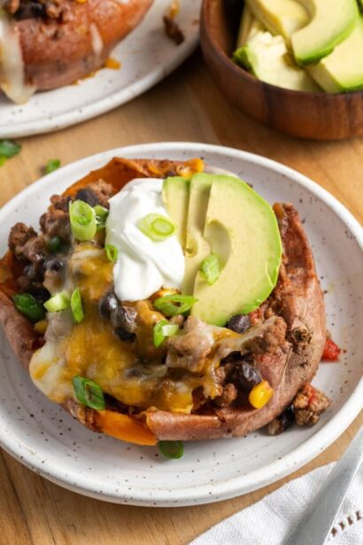 Black Bean & Ground Beef Stuffed Sweet Potatoes - Wellness by Kay