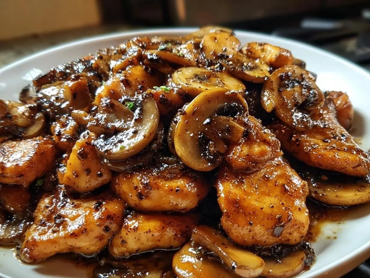 Black Pepper Chicken with Mushrooms