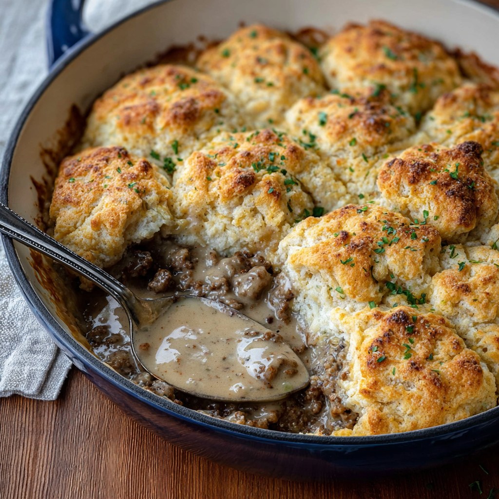 Butter Swim Biscuits and Gravy Bake - Snack On Meat