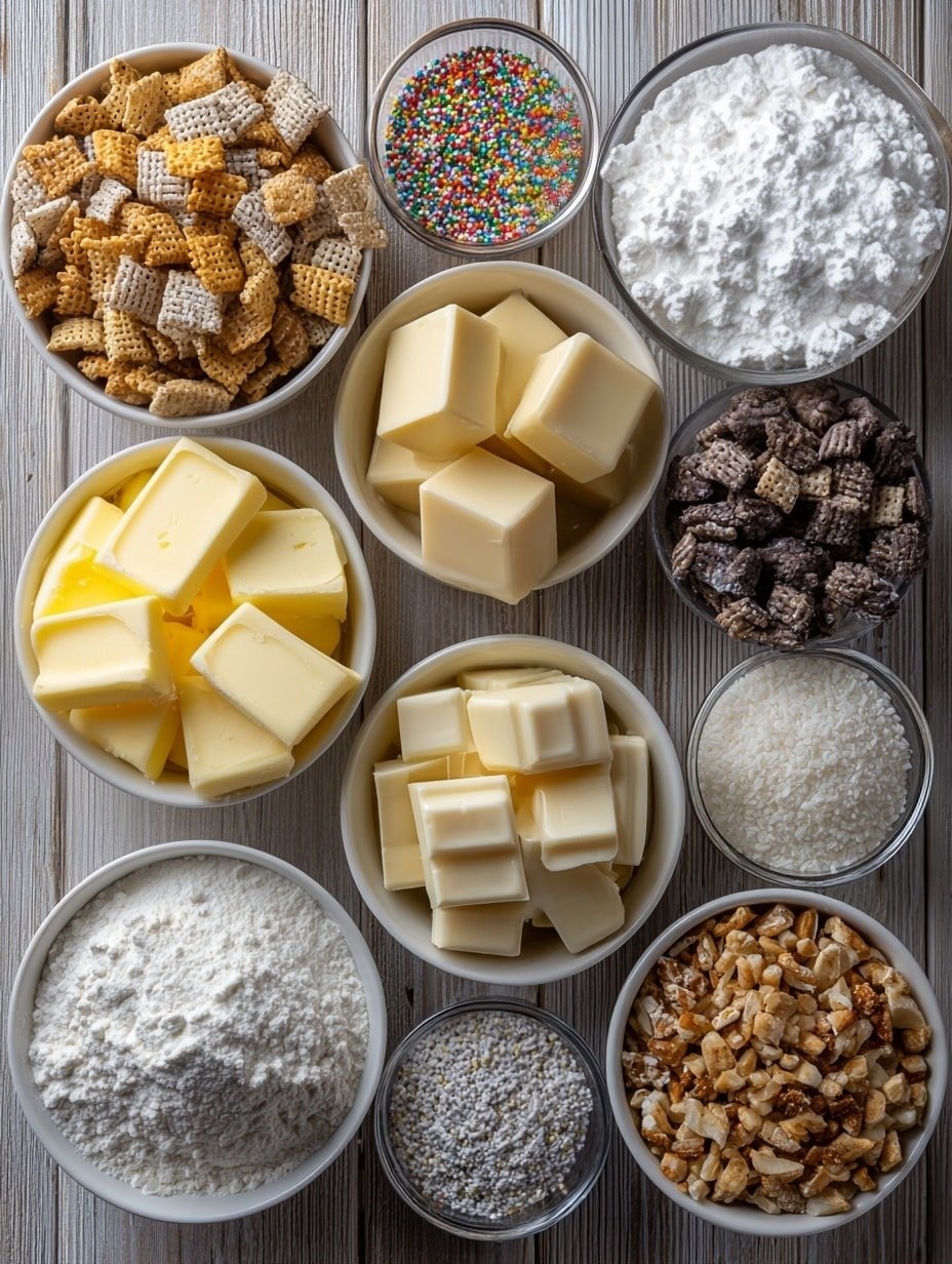 Cake Batter Puppy Chow with White Chocolate Recipe