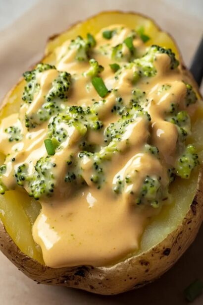 Cheesy Baked Potatoes with Broccoli Cheese Sauce Comfort Delight