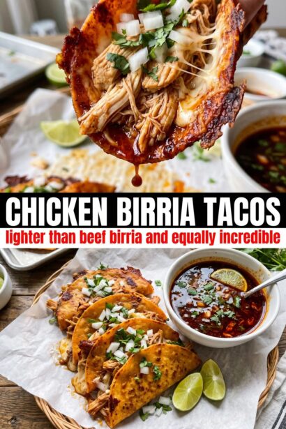 Chicken Birria Tacos with Dipped Consomé