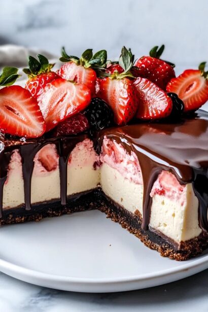 Chocolate Covered Strawberry Cheesecake Recipe - Irresistible Delight