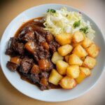 Comforting Brown Stew Beef with Crispy Potatoes Recipe