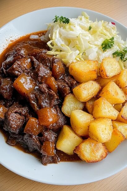 Comforting Brown Stew Beef with Crispy Potatoes Recipe