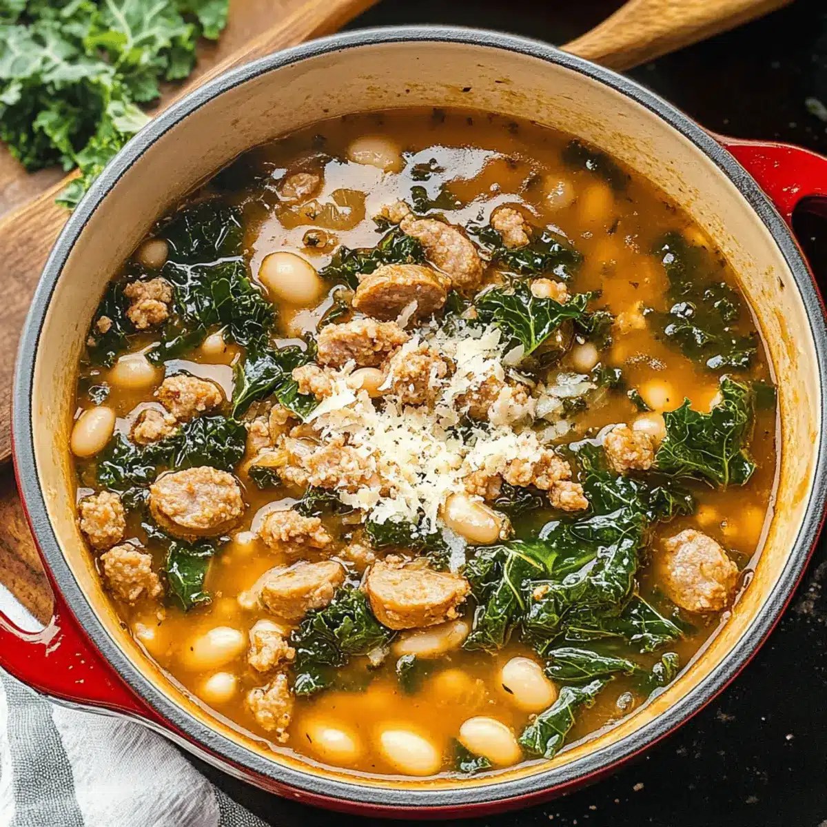 Cozy Sausage Kale and White Bean Soup for New Comfort Food