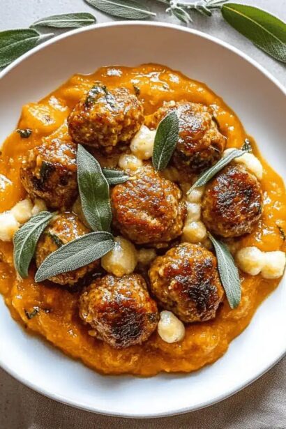 Cozy Turkey Meatballs in Creamy Pumpkin Sage Sauce Delight