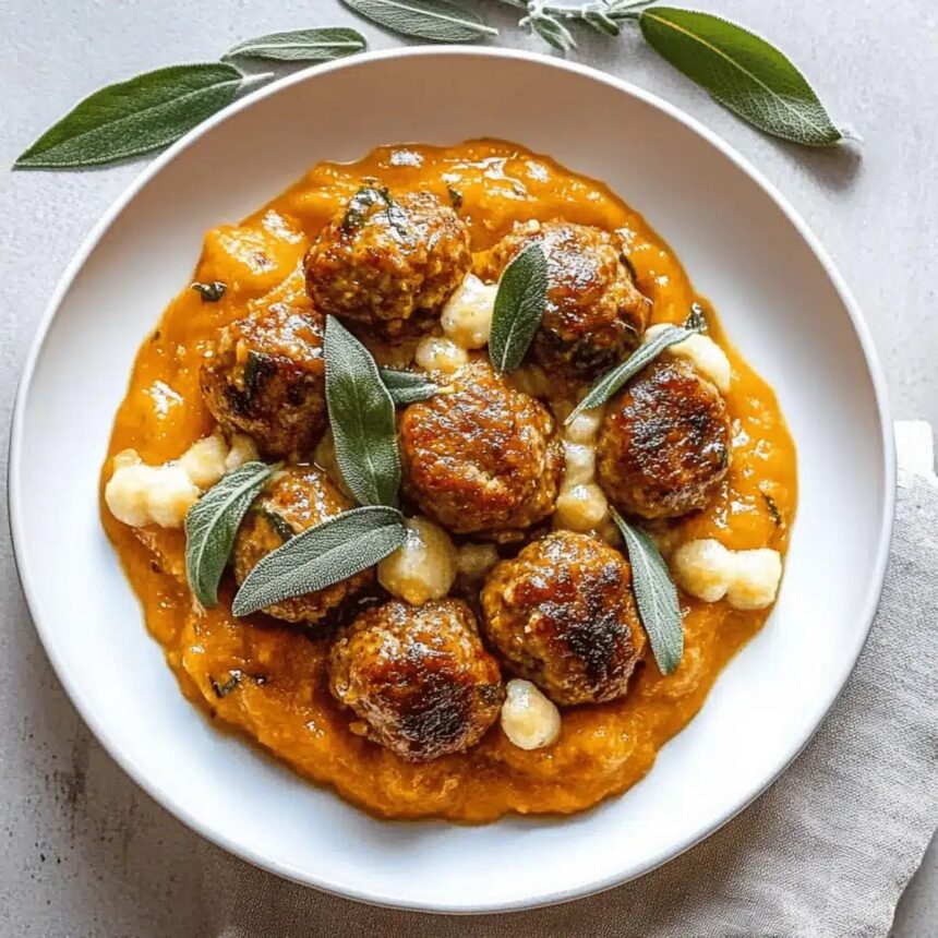Cozy Turkey Meatballs in Creamy Pumpkin Sage Sauce Delight