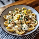 Creamy Burrata Pasta Shells with Roasted Garlic & Lemon Cream