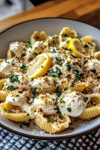 Creamy Burrata Pasta Shells with Roasted Garlic & Lemon Cream