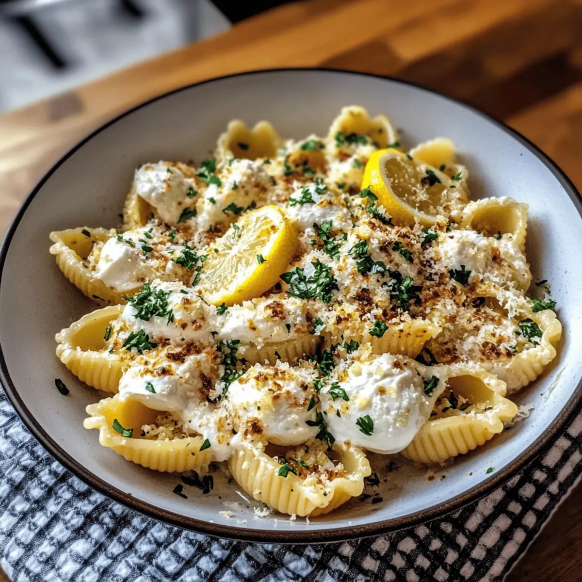 Creamy Burrata Pasta Shells with Roasted Garlic & Lemon Cream