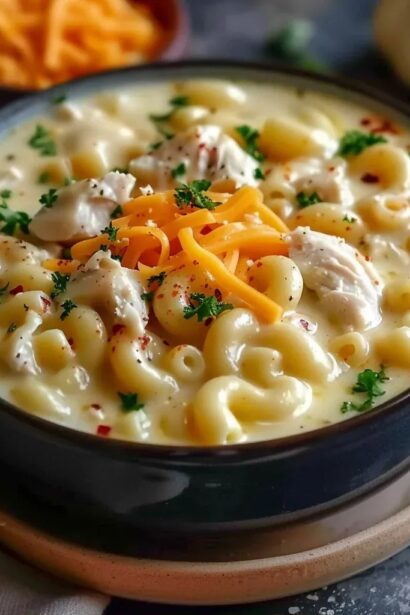 Creamy Chicken Macaroni Cheese Soup
