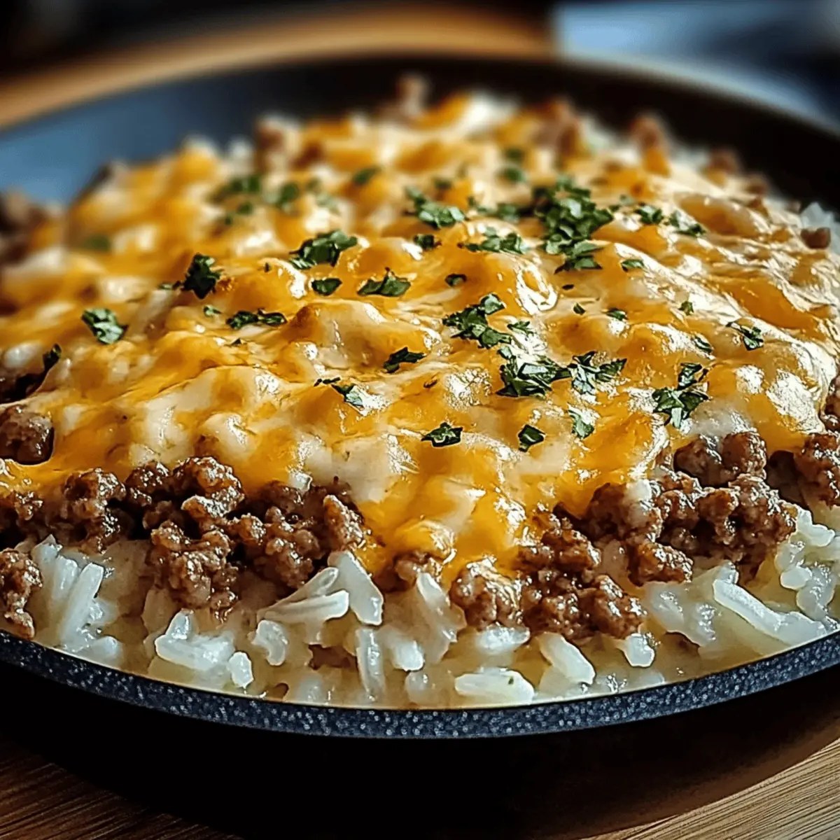 Creamy Garlic Butter Beef and Rice Skillet with Cheddar Sauce