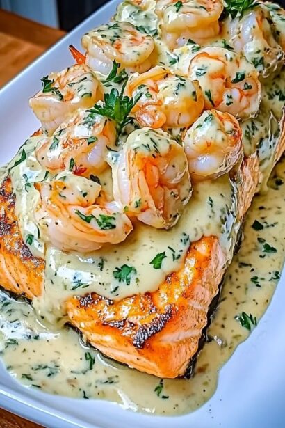 Creamy Garlic Shrimp Stuffed Salmon Recipe