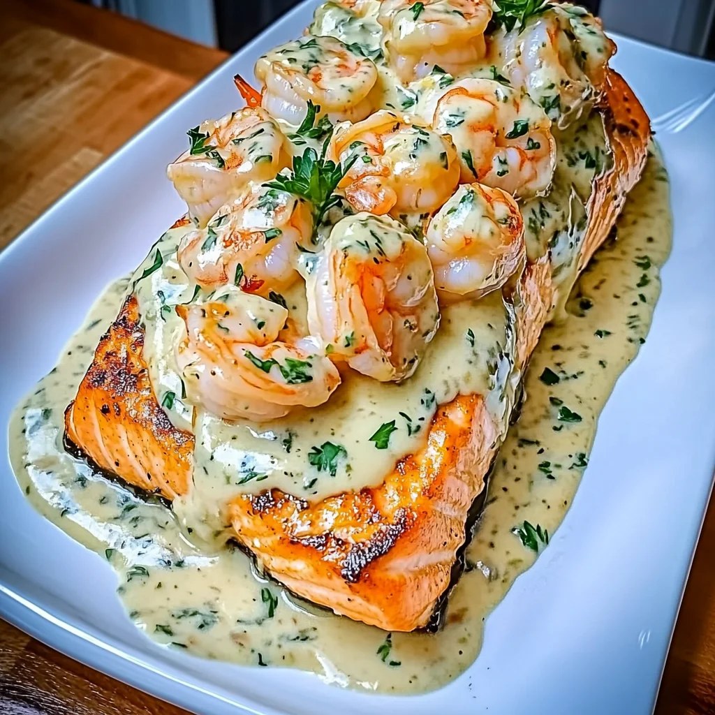 Creamy Garlic Shrimp Stuffed Salmon Recipe