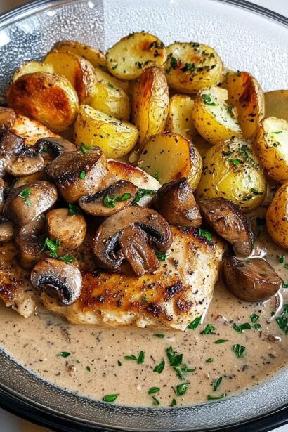 Creamy Mushroom Chicken with Crispy Herb Potatoes Recipe