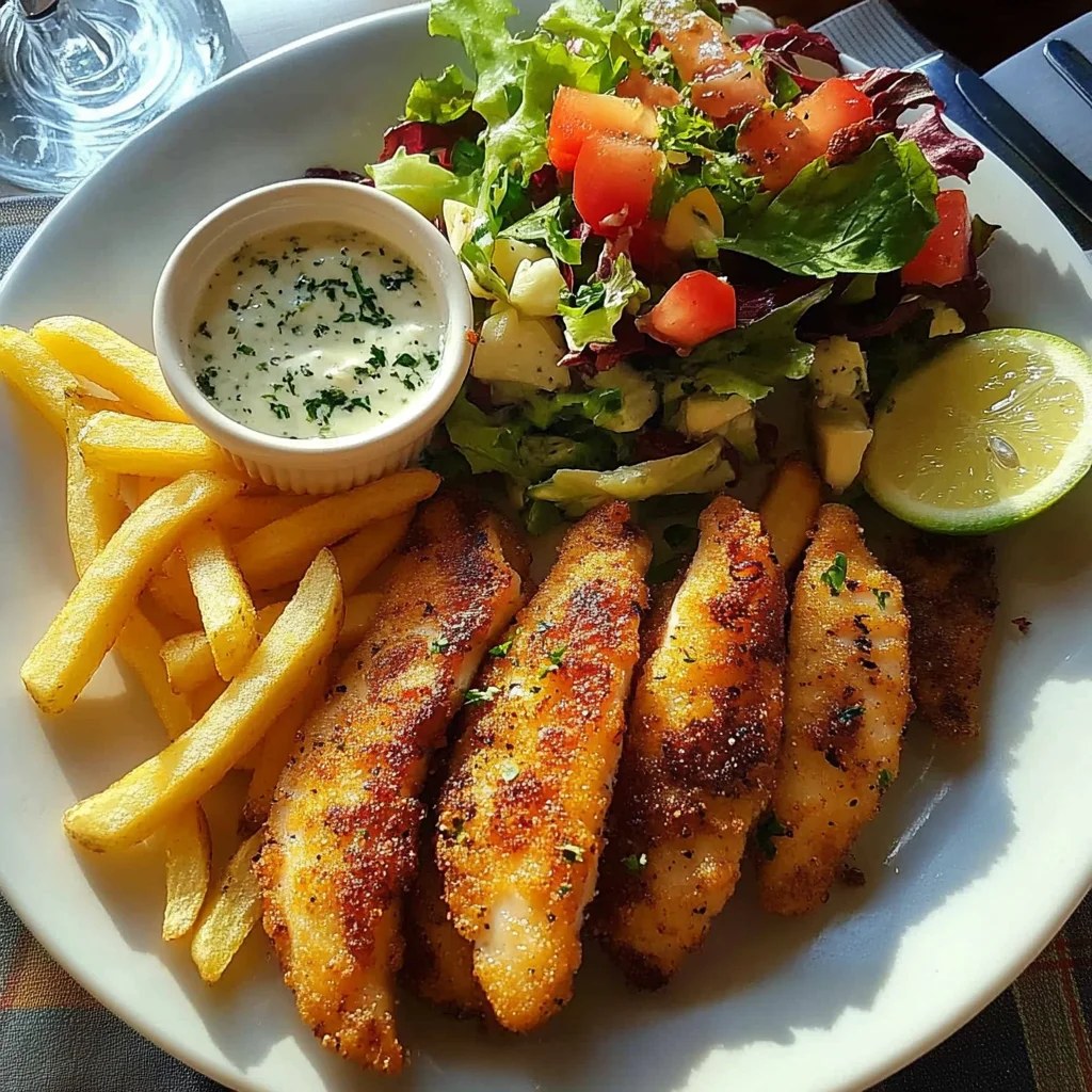 Crispy Seasoned Fish With Golden Fries And Fresh Garden Salad Recipe