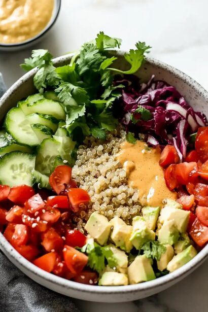Easy Customizable Quinoa Bowl with Savory Vegan Dressing