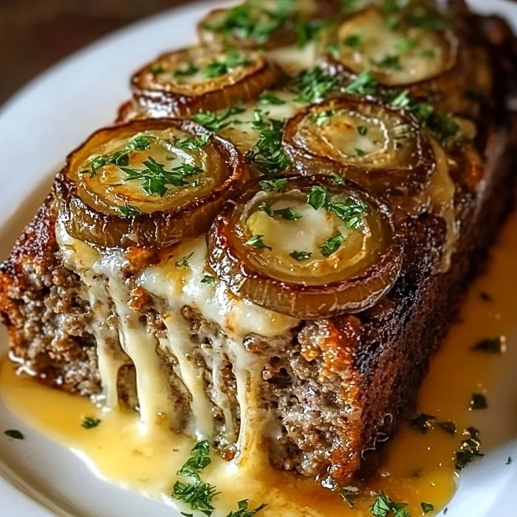 French Onion Cheese-stuffed Meatloaf Recipe