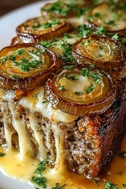 French Onion Cheese-stuffed Meatloaf Recipe