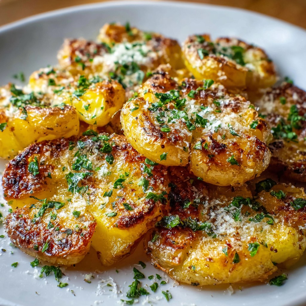 Garlic Parmesan Smashed Potatoes (Crispy, Buttery & Completely Irresistible) - Snack On Meat