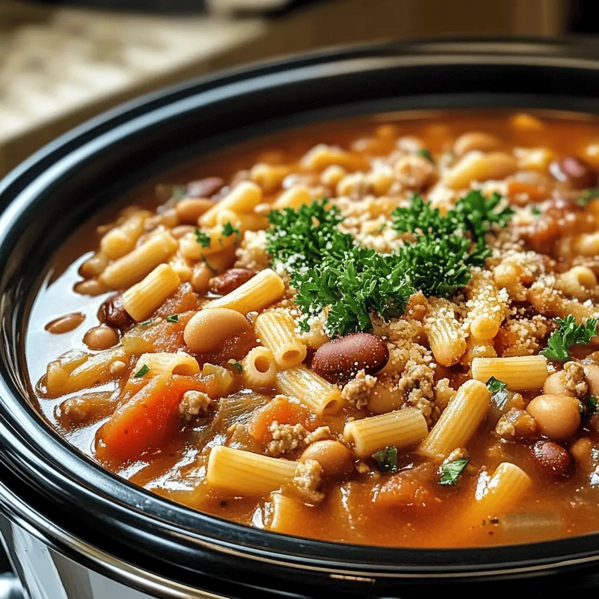 Hearty Olive Garden Slow Cooker Pasta Fagioli for Cozy Nights
