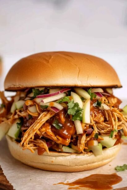 Irresistible Crockpot Shredded Chicken Sandwiches with Zesty Slaw