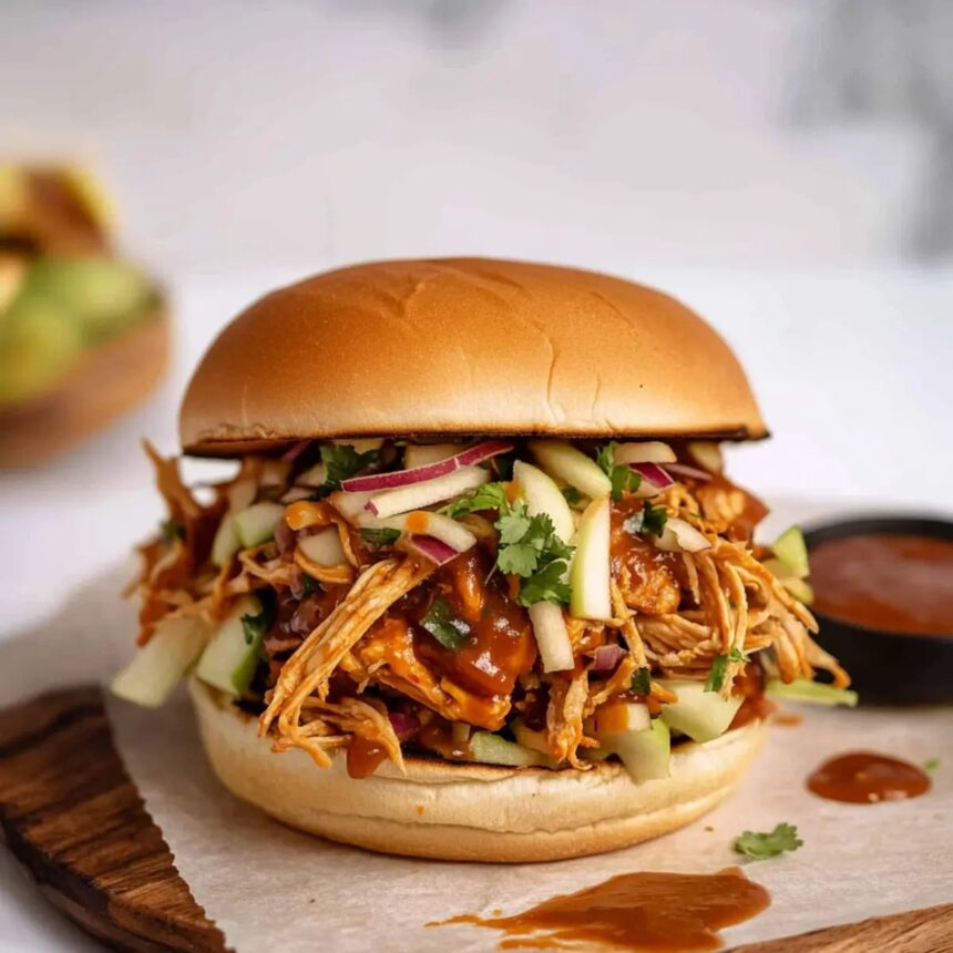 Irresistible Crockpot Shredded Chicken Sandwiches with Zesty Slaw