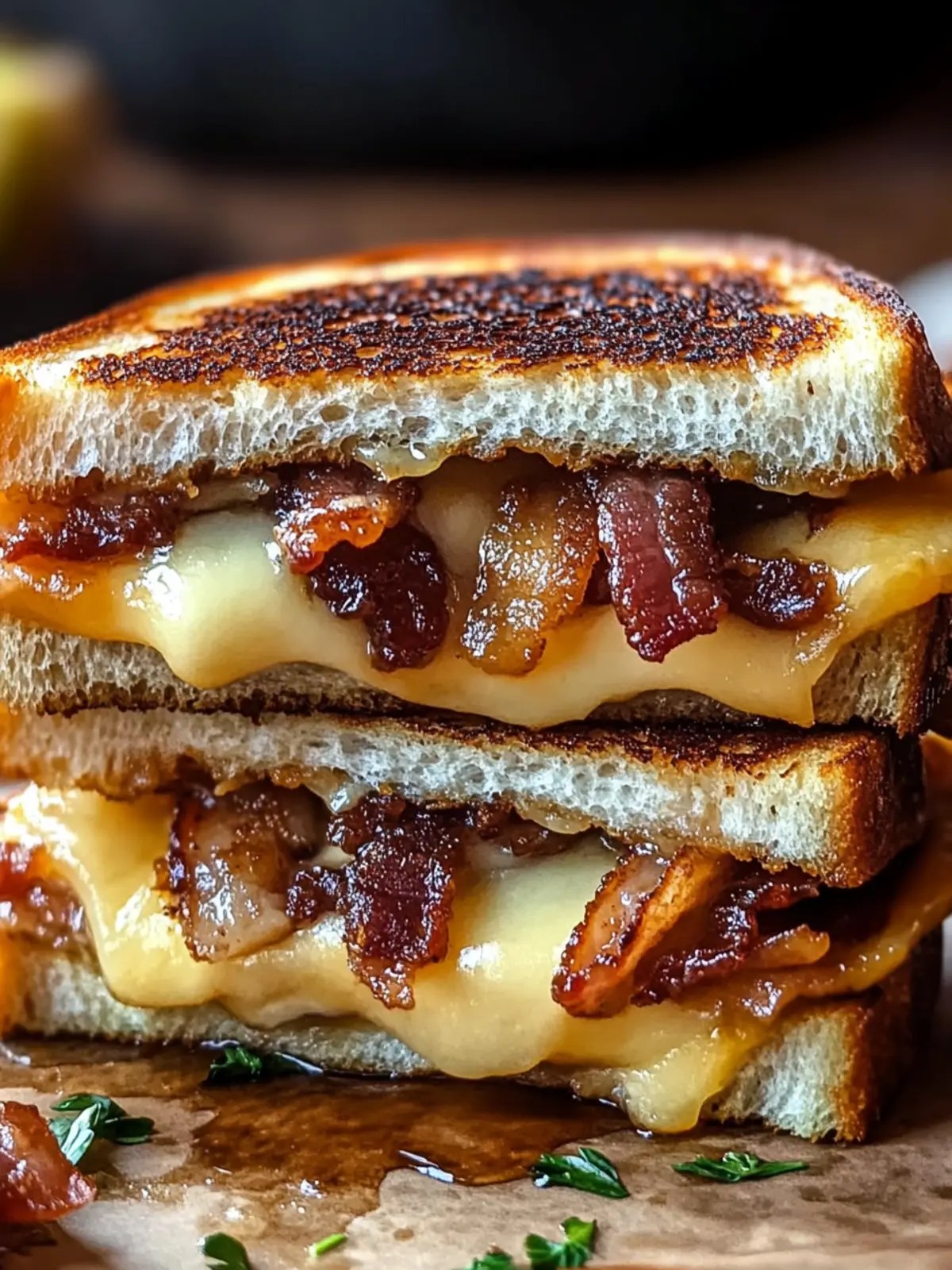 Irresistible Hot Honey Apple Cheddar Beef Bacon Grilled Cheese