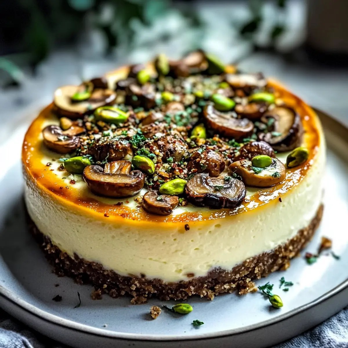 Irresistible Pistachio and Mushroom Cheesecake Delight