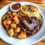 Irresistible Steak and Pancake Breakfast Plate Recipe