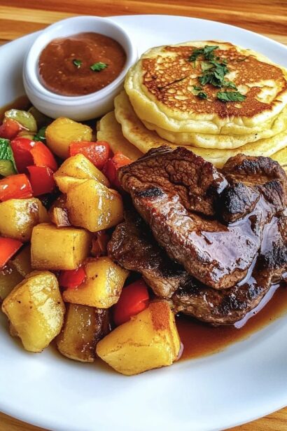 Irresistible Steak and Pancake Breakfast Plate Recipe