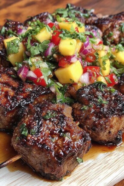 Jamaican Jerk Pork Skewers with Mango Salsa Recipe