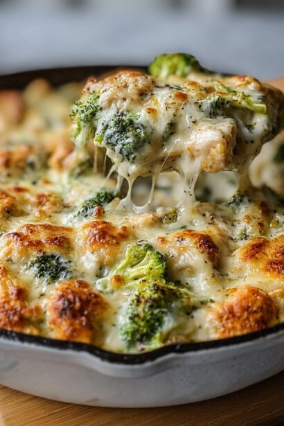 Keto Chicken Alfredo Broccoli Bake - Snack On Meat