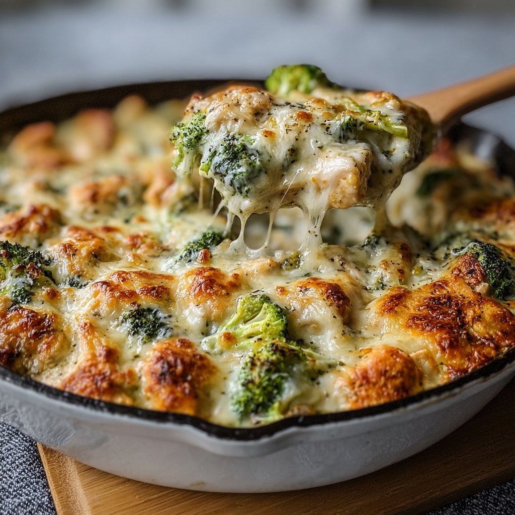 Keto Chicken Alfredo Broccoli Bake - Snack On Meat