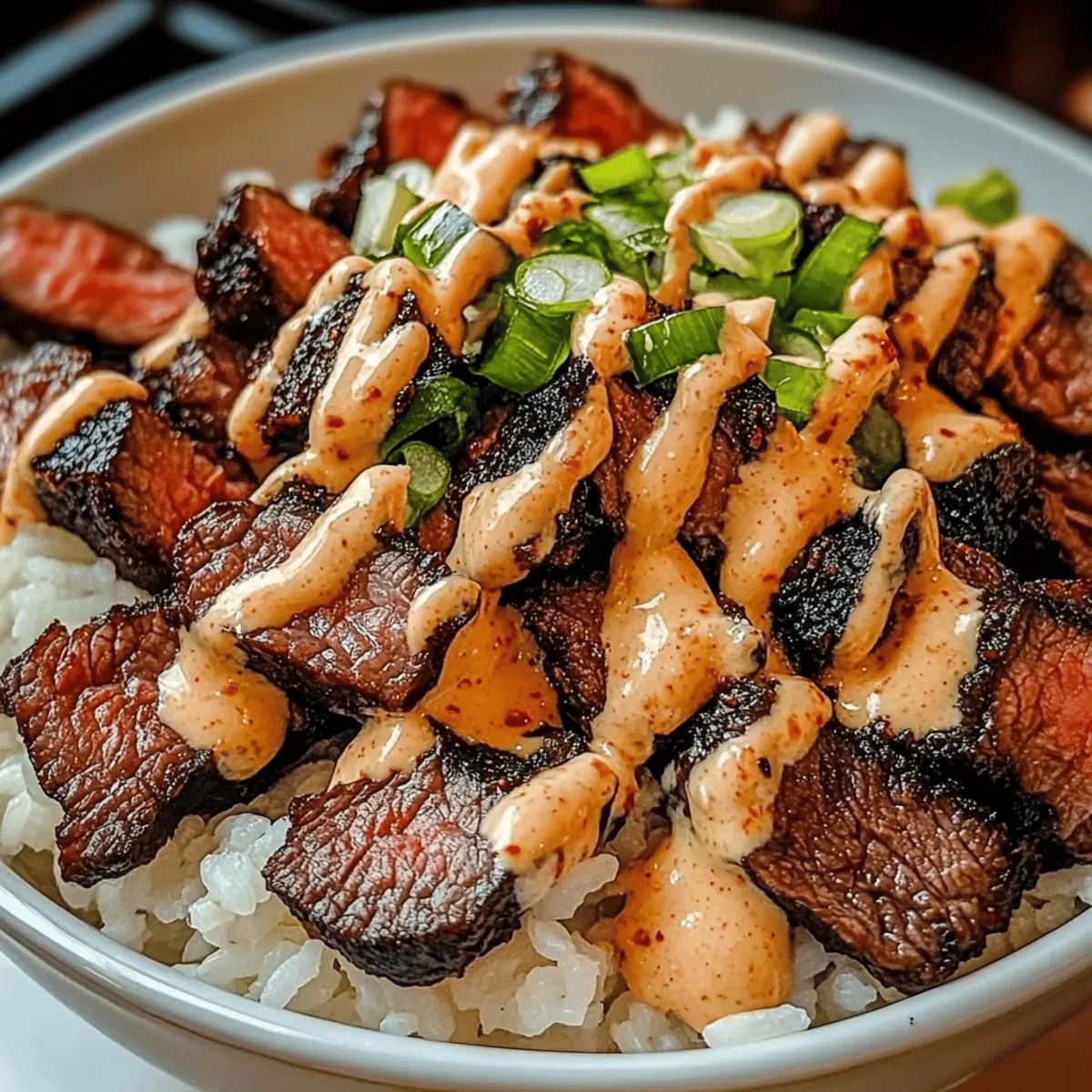 Korean BBQ Steak Rice Bowls with Spicy Cream Sauce Bliss