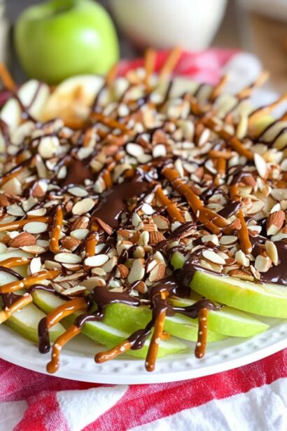 Loaded Caramel and Chocolate Apple Nachos for Fall Bliss