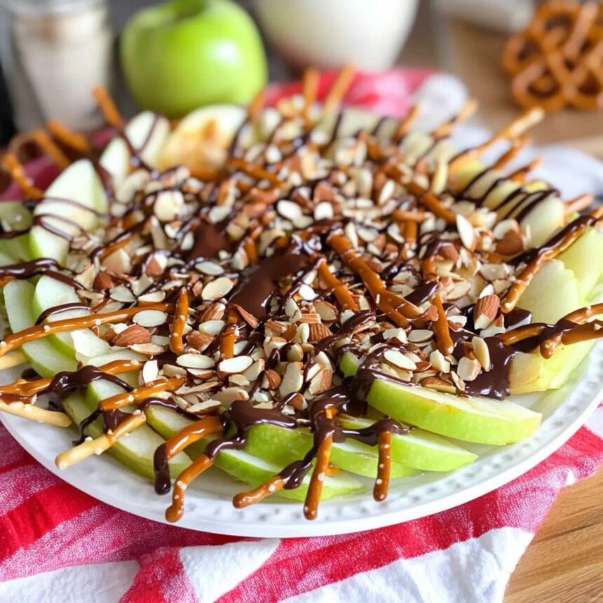 Loaded Caramel and Chocolate Apple Nachos for Fall Bliss