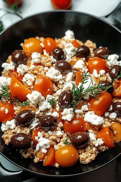 Mediterranean Keto Ground Chicken Skillet with Olives & Feta Bliss