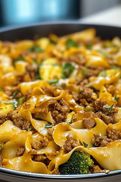Mongolian Ground Beef and Noodles in Skillet: Easy Comfort Meal