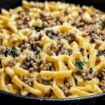 One-Pot Creamy Beef and Garlic Butter Pasta in 30 Minutes