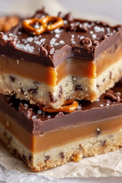 Salted Pretzel Chocolate Chip Cookie Dough Snickers Bars: Irresistible Treat