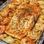 Sheet Pan Garlic Butter Salmon & Shrimp