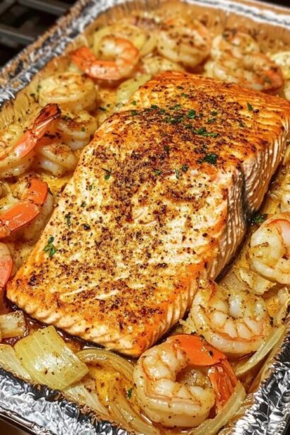 Sheet Pan Garlic Butter Salmon & Shrimp