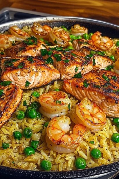 Southern Bayou Salmon And Shrimp Rice Skillet Recipe