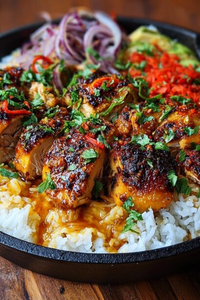 Spicy Maple Chicken and Coconut Rice - Snack On Meat